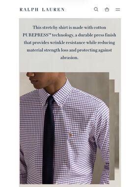 Polo Ralph Lauren Custom Fit Pink/Blue Check Cotton Dress Shirt 15.5 32/33